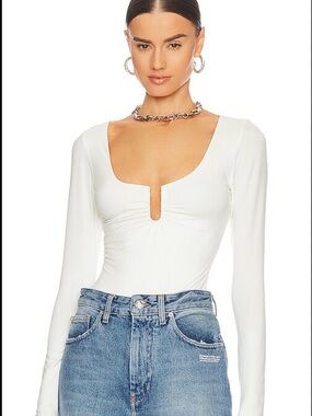 Good American Good Touch Ruched U-Ring Bodysuit